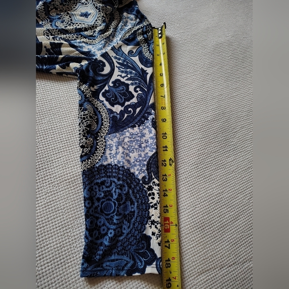 Glamour Blue Paisley Dress Size 12P - Picture 9 of 12